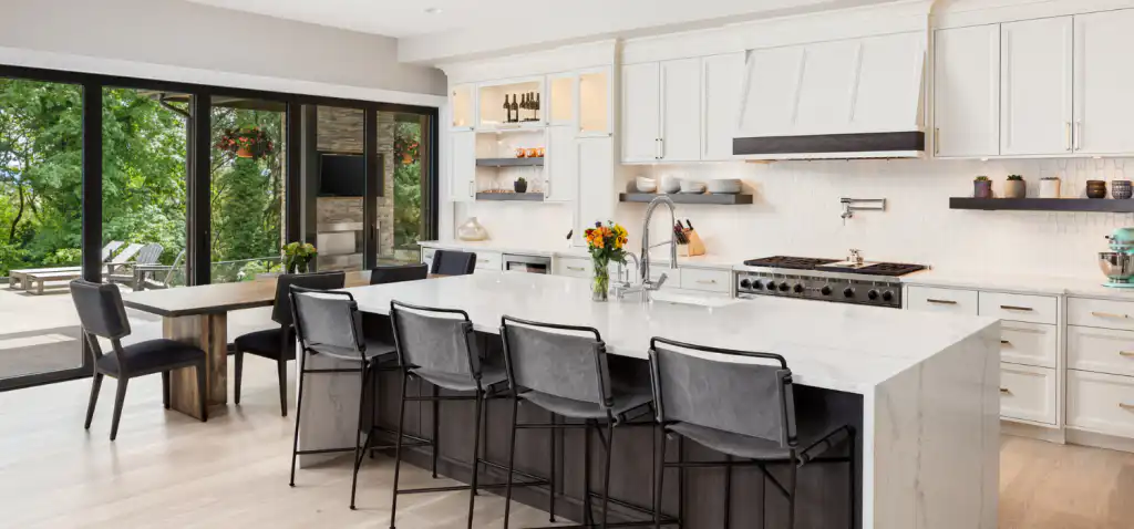 Clean and polished kitchen with clutter-free island after move-in cleaning service